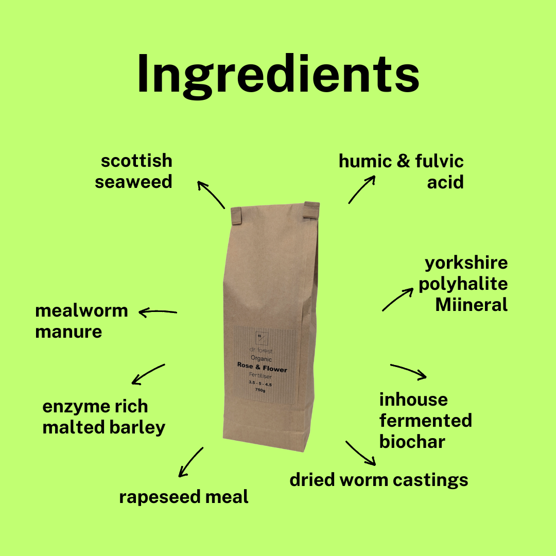 Dr Forest's Organic Flower and Rose Fertiliser. Natural Plant Food for Vibrant Blooms & Garden Growth - Slow Release Nutrient Booster. Compostable Packaging. - Dr Forest