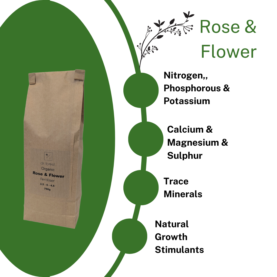 Dr Forest's Organic Flower and Rose Fertiliser. Natural Plant Food for Vibrant Blooms & Garden Growth - Slow Release Nutrient Booster. Compostable Packaging. - Dr Forest