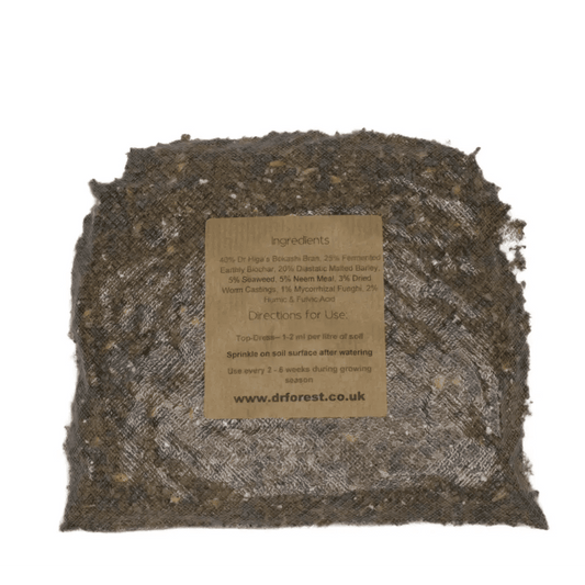 Organic Grow-Kashi Bokashi — back of vacuum pouch with Ingredients and Directions for Use panel