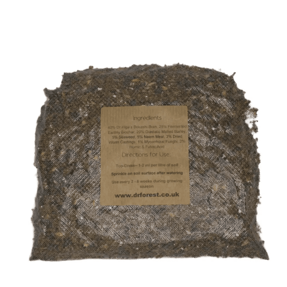 Organic Grow-Kashi Bokashi — back of vacuum pouch with Ingredients and Directions for Use panel