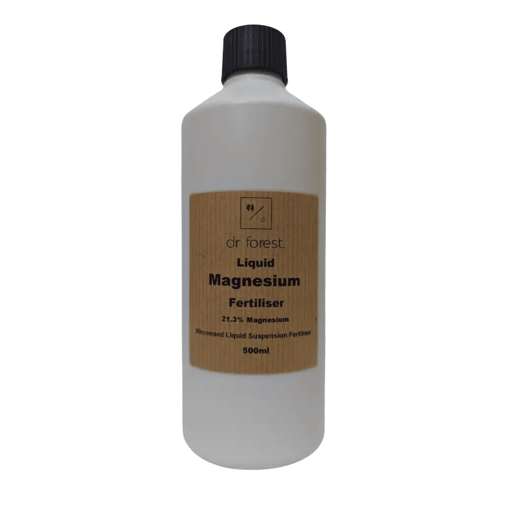 Organic Liquid Magnesium — 500ml white bottle with black cap; kraft label: Dr Forest Liquid Magnesium Fertiliser 21.3% Magnesium