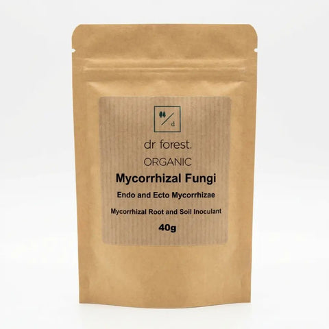 Mycorrhizal Fungi Powder — 40g kraft pouch with dr forest Organic Mycorrhizal Fungi Endo and Ecto label