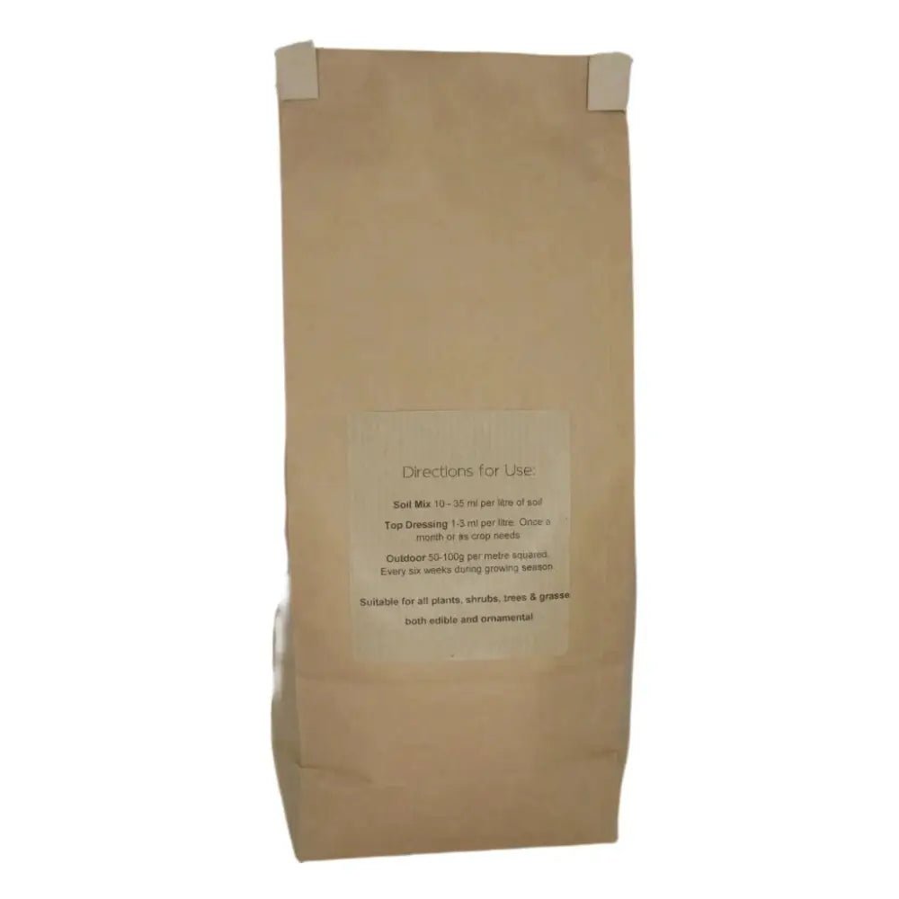 Trace Element Mineral Mix — back of kraft paper bag with Directions for Use panel