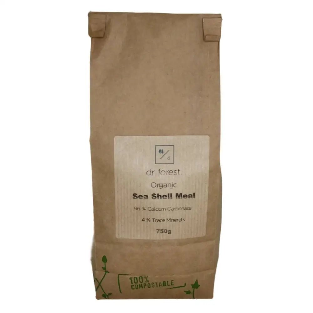 Organic Sea Shell Meal — 750g kraft paper bag, Dr Forest Organic Sea Shell Meal, 96% Calcium Carbonate, 4% Trace Minerals