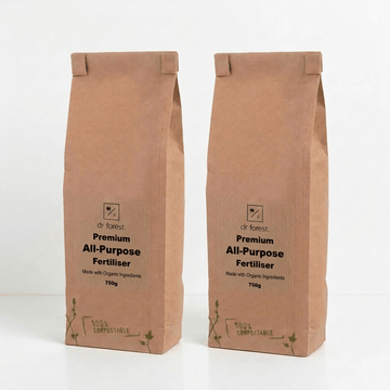 Dr Forest organic fertiliser range in kraft paper bags
