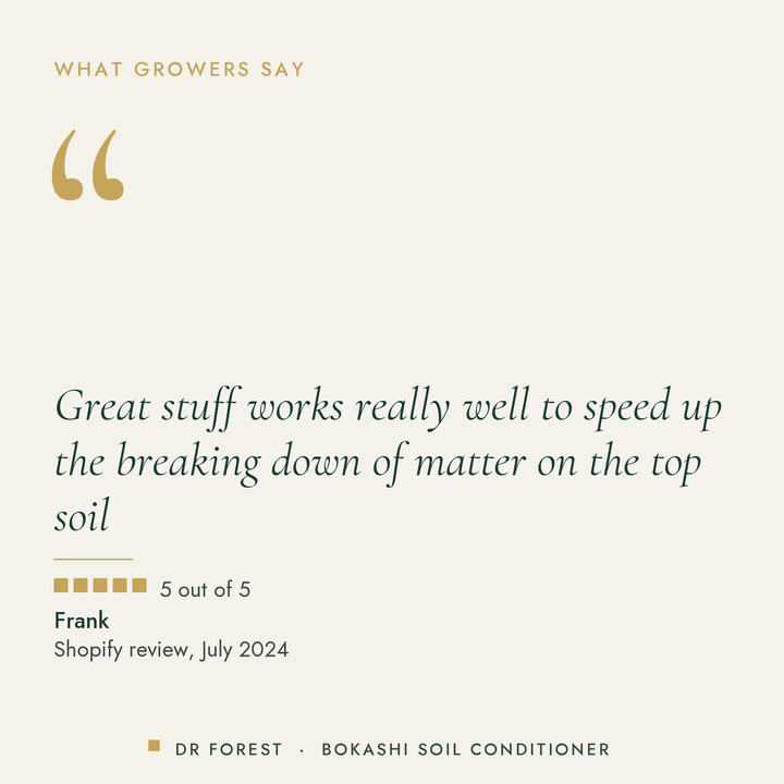 Customer review of Dr Forest Grow-Kashi live bokashi soil conditioner, 5 out of 5: Great stuff works really well to speed…