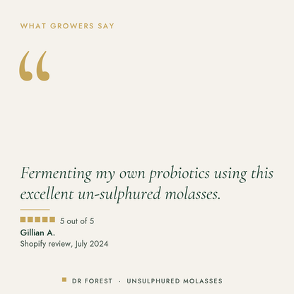 Customer review of Dr Forest Unsulphured Sugar Cane Molasses, 5 out of 5: Fermenting my own probiotics using this excellent…