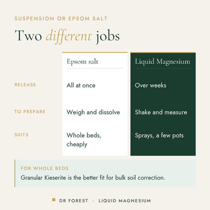 Dr Forest Liquid Magnesium 21% Mg compared with epsom salt: release, to prepare, suits