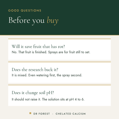 Dr Forest Amino Chelated Calcium (Cal-Mino) common questions: Will it save fruit that has rot? Does the research back it?…