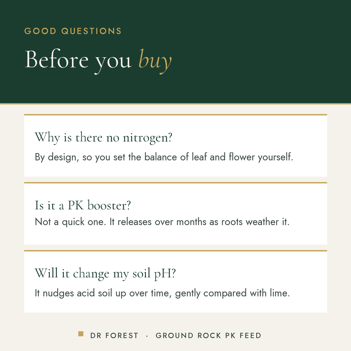 Dr Forest PK Fertiliser 0-5-5 + Calcium common questions: Why is there no nitrogen? Is it a PK booster? Will it change my…