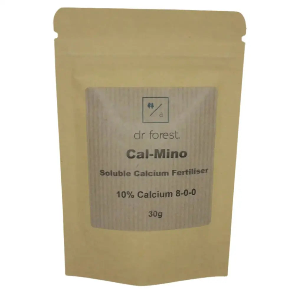 Organic Amino Chelated Calcium — 30g kraft pouch with dr forest Cal-Mino Soluble Calcium Fertiliser, 10% Calcium 8-0-0