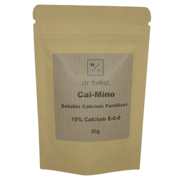 Organic Amino Chelated Calcium — 30g kraft pouch with Dr Forest Cal-Mino Soluble Calcium Fertiliser label, 10% Calcium 8-0-0