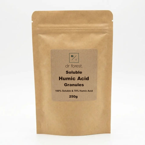 Dr Forest Soluble Humic Acid Granules 250g kraft pouch, 100% soluble, 70% humic acid