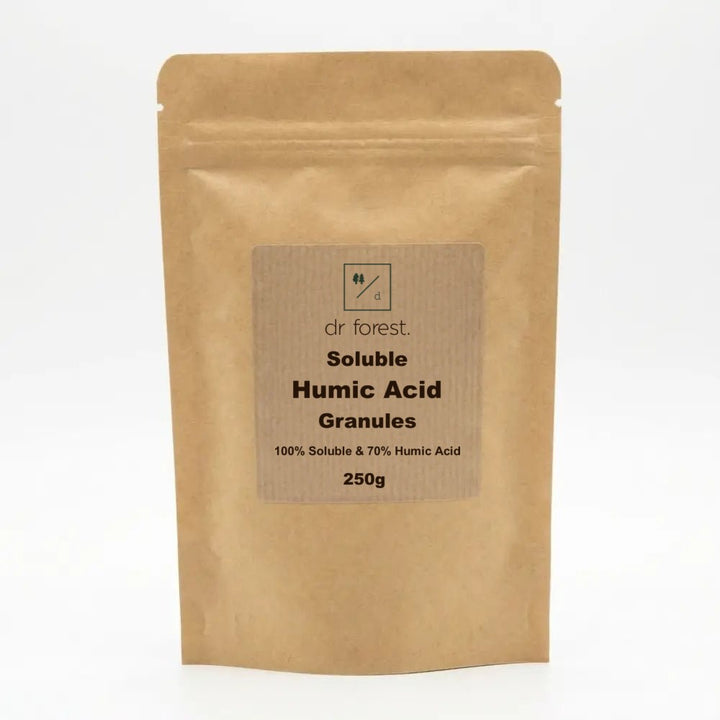 Dr Forest Soluble Humic Acid Granules 250g kraft pouch, 100% soluble, 70% humic acid