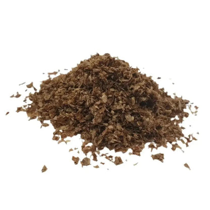 Organic Bokashi Bran — close-up pile of pale-brown fermented bran flakes