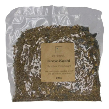 Organic Grow-Kashi Bokashi — 200g vacuum pouch with Dr Forest Grow-Kashi Microbial Inoculant kraft label
