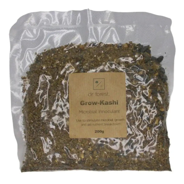 Organic Grow-Kashi Bokashi — 200g vacuum pouch with Dr Forest Grow-Kashi Microbial Inoculant kraft label