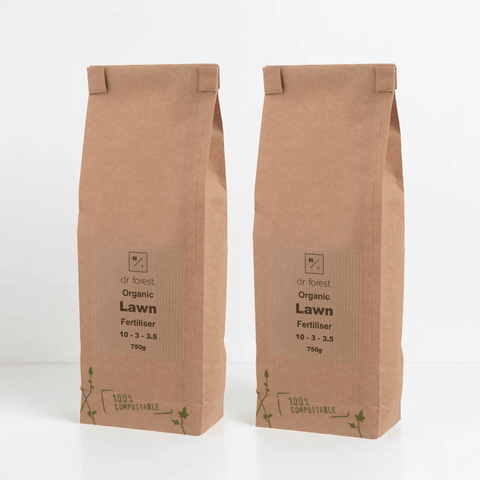 Two bags of Dr Forest Organic Lawn Fertiliser 10-3-3.5 grass feed