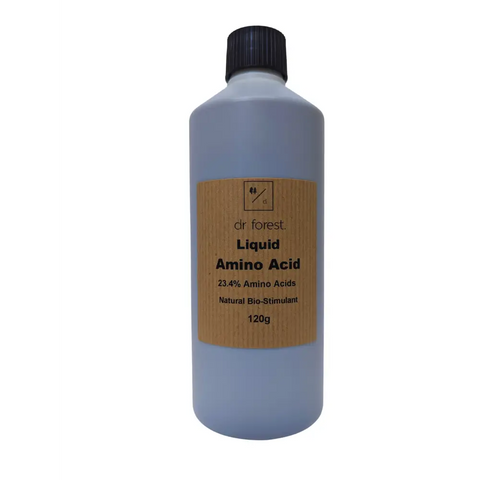Organic Liquid Amino Acid Biostimulant — 120g grey bottle with black cap; kraft label: Dr Forest Liquid Amino Acid 23.4% Amino Acids