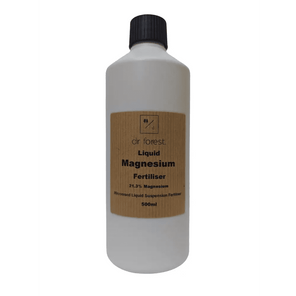 Organic Liquid Magnesium — 500ml white bottle with black cap; kraft label: Dr Forest Liquid Magnesium Fertiliser 21.3% Magnesium