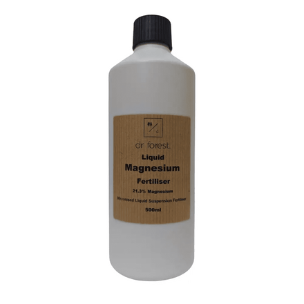 Organic Liquid Magnesium — 500ml white bottle with black cap; kraft label: Dr Forest Liquid Magnesium Fertiliser 21.3% Magnesium
