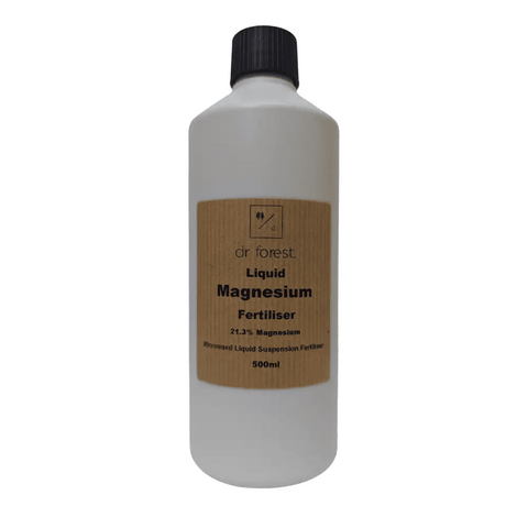Organic Liquid Magnesium — 500ml white bottle with black cap; kraft label: Dr Forest Liquid Magnesium Fertiliser 21.3% Magnesium