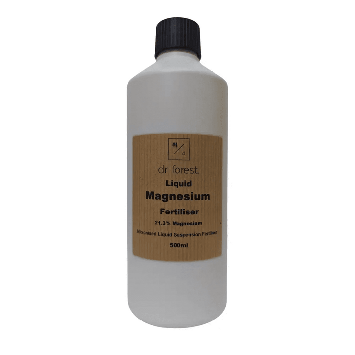 Organic Liquid Magnesium — 500ml white bottle with black cap; kraft label: Dr Forest Liquid Magnesium Fertiliser 21.3% Magnesium