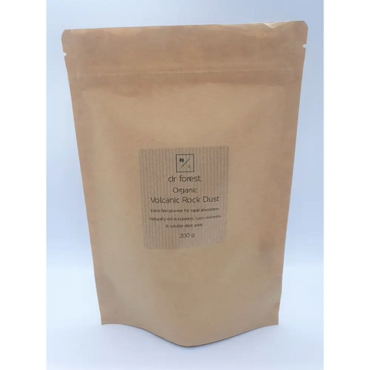 Volcanic Rock Dust — 200g kraft resealable pouch with dr forest label, Extra fine powder