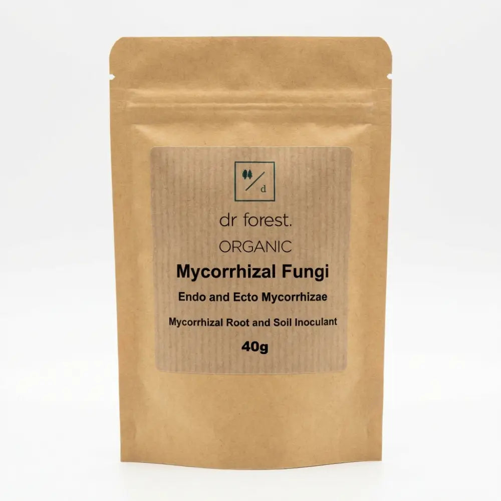 Mycorrhizal Fungi Powder — 40g kraft pouch with dr forest Organic Mycorrhizal Fungi Endo and Ecto label