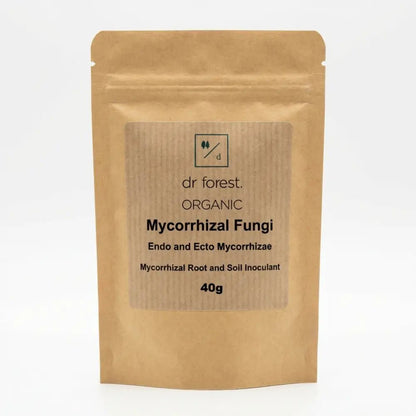 Mycorrhizal Fungi Powder — 40g kraft pouch with dr forest Organic Mycorrhizal Fungi Endo and Ecto label