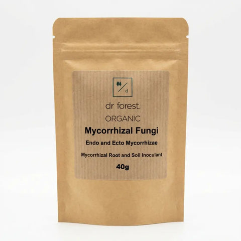 Mycorrhizal Fungi Powder — 40g kraft pouch with dr forest Organic Mycorrhizal Fungi Endo and Ecto label
