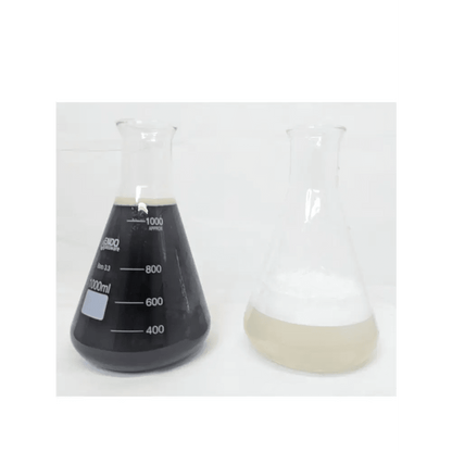 Natural Wetting Agent — two Erlenmeyer flasks: dark liquid in one, foamy water in the other