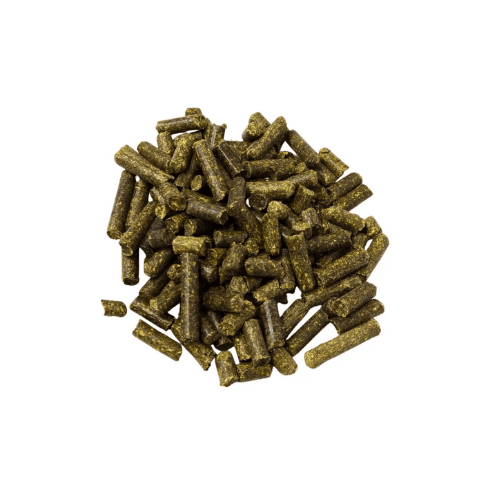 Alfalfa Meal Pellets — pile of dark green cylindrical alfalfa pellets