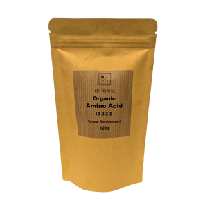 Organic Amino Acid Fertiliser — 120g kraft pouch with Dr Forest Organic Amino Acid 13-0.3-8 Natural Bio-Stimulant label