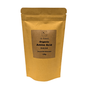 Organic Amino Acid Fertiliser — 120g kraft pouch with Dr Forest Organic Amino Acid 13-0.3-8 Natural Bio-Stimulant label