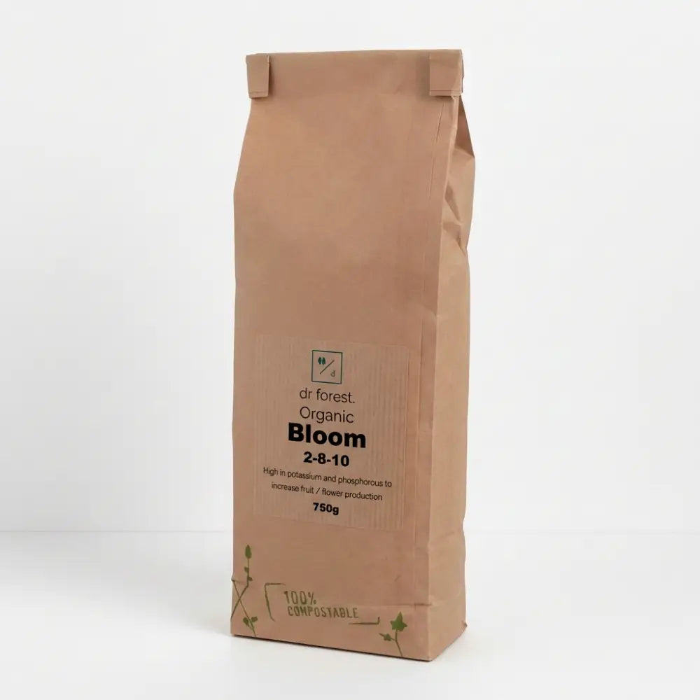 Organic Bloom Fertiliser — 750g kraft paper bag with dr forest Organic Bloom 2-8-10 label