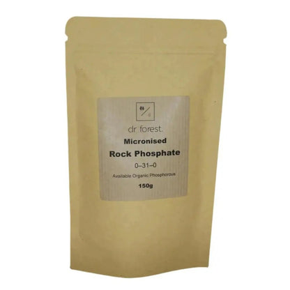 Rock Phosphate Fertiliser — 150g kraft pouch with Dr Forest Micronised Rock Phosphate 0-31-0 label