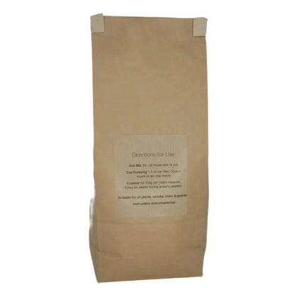 Back of the Mineral Mix bag showing the Directions for Use panel