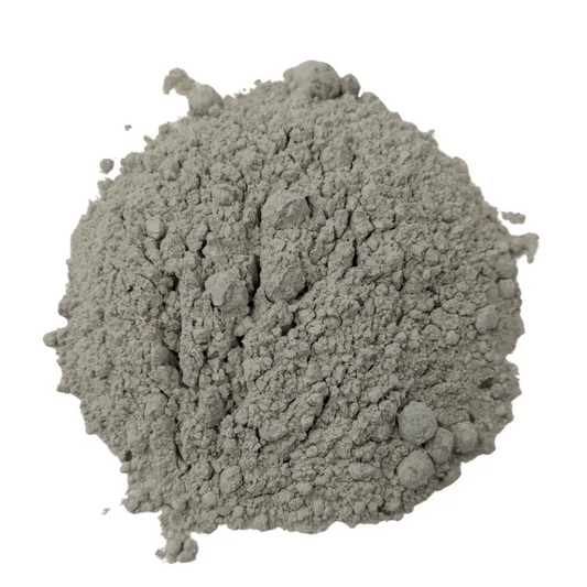 Trace Element Mineral Mix — mound of fine pale-grey mineral powder