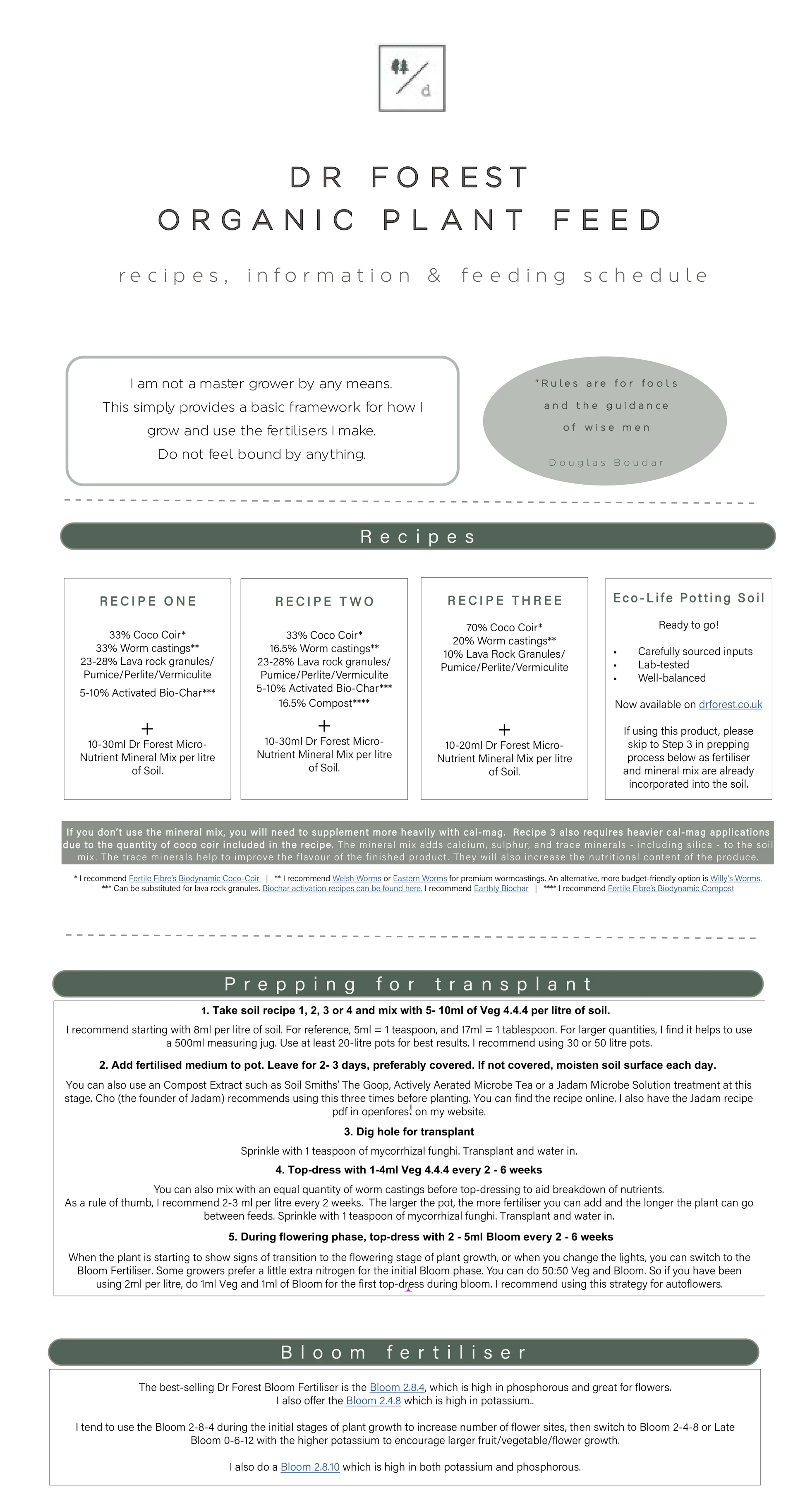 Organic VEG Fertiliser 4.4.4. For vegetative growth by Dr Forest Dr Forest