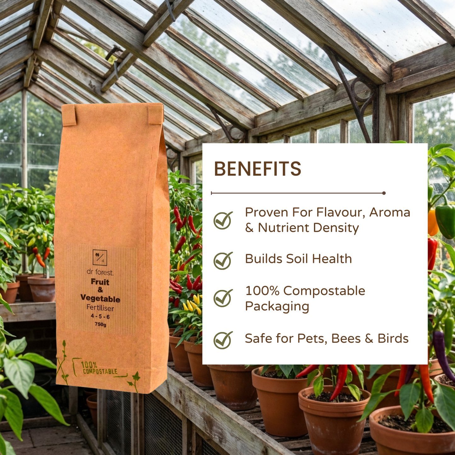 Premium Fruit & Vegetable Fertiliser | Slow-Release Natural Plant Food | Made with Organic Ingredients Dr Forest