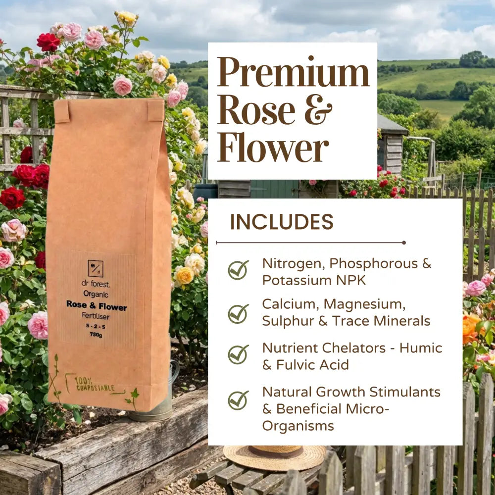 Premium Rose and Flower Fertiliser | Slow-Release Natural Plant Food | Made with Organic Ingredients Dr Forest