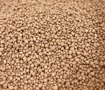 Close-up of granulated gypsum, a natural source of calcium and sulphur