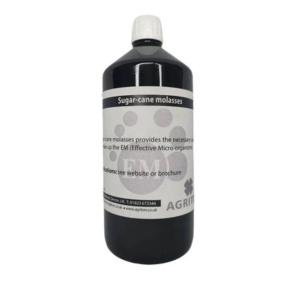 Unsulphured Molasses — 1L dark bottle with white cap, Sugar-cane molasses label