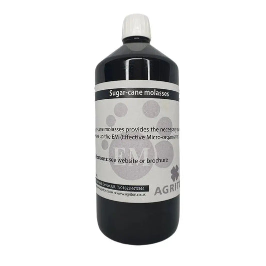 Unsulphured Molasses — 1L dark bottle with white cap, Sugar-cane molasses label